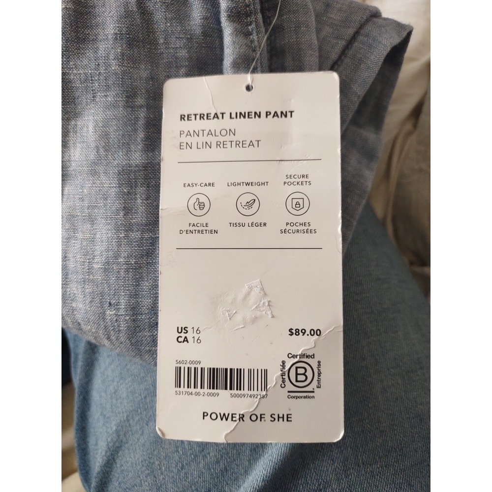 New Athleta 100% Linen Joggers Pants 16 Chambray Blue Travel NWT Vacation Cruise - Picture 7 of 13